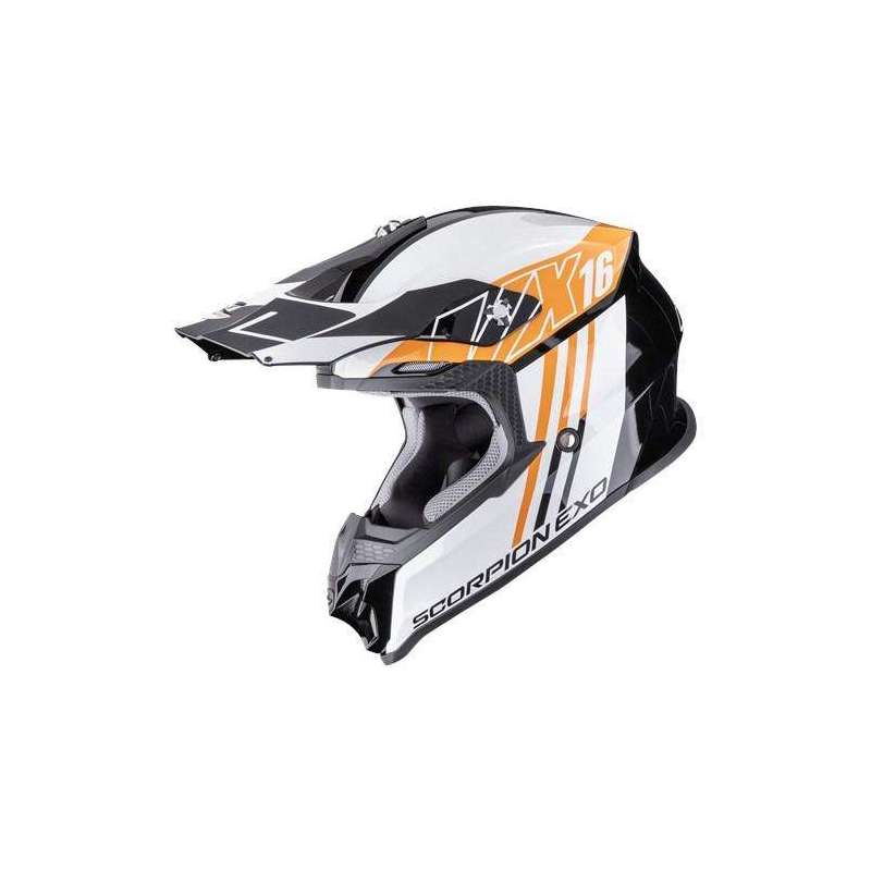 Casque Cross SCORPION VX 16 EVO AIR LIGNES Noir Orange