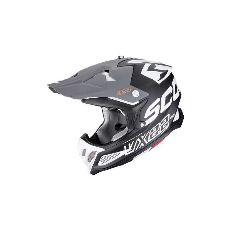 Casque Cross SCORPION VX 22 AIR UPDOWN Noir mat Blanc Gris