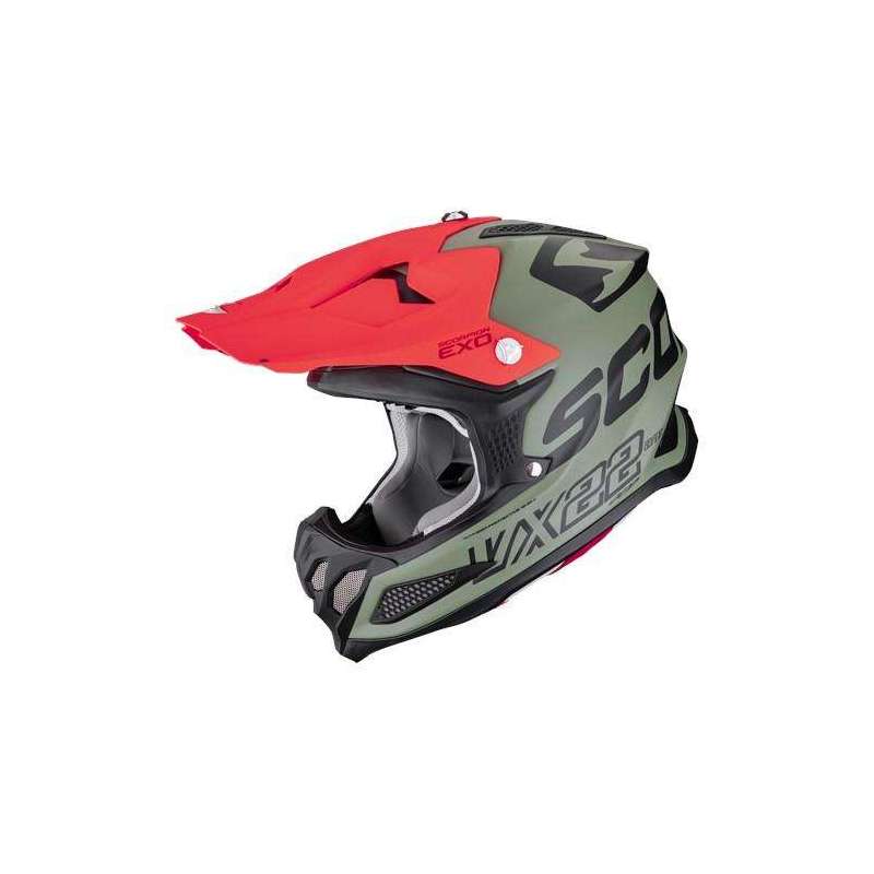 Cross Helm SCORPION VX 22 AIR UPDOWN Mattgrün Schwarz Rot