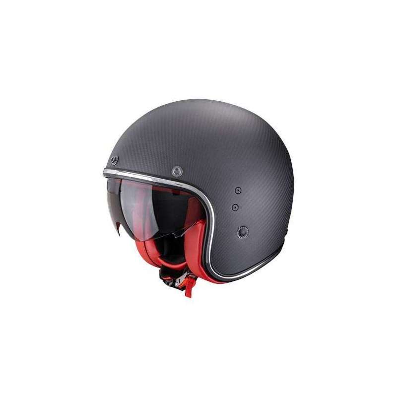 Jet Helm SCORPION BELFAST EVO Carbon Mattschwarz Rot