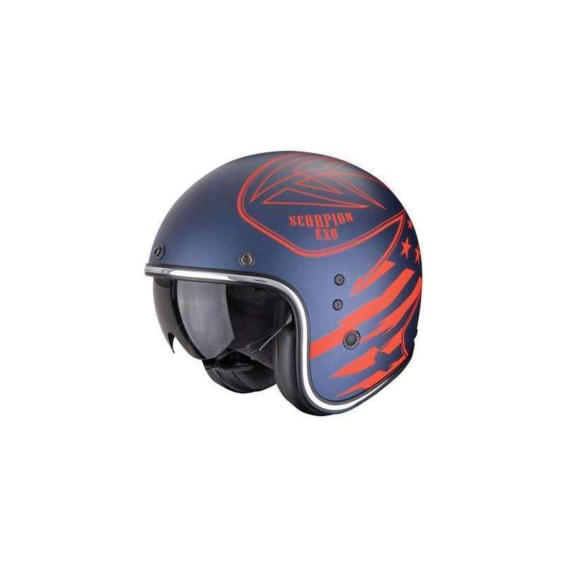 Jet Helm SCORPION BELFAST EVO DAWG Mattblau Rot