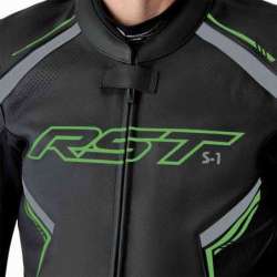 RST-Jacke S1 D3O Leder – schwarz/neongrün