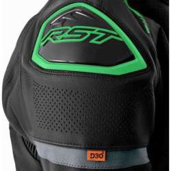 RST-Jacke S1 D3O Leder – schwarz/neongrün