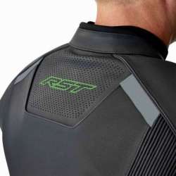 Veste RST S1 D3O cuir - noir/vert fluo