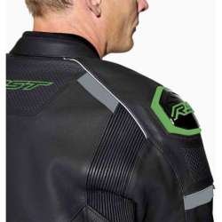 RST-Jacke S1 D3O Leder – schwarz/neongrün