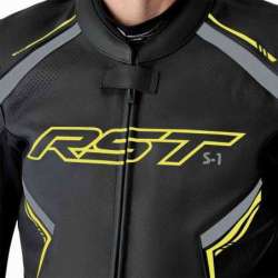 RST-Jacke S1 D3O Leder – schwarz/neongelb