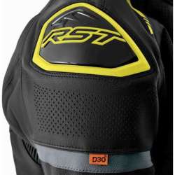 RST-Jacke S1 D3O Leder – schwarz/neongelb
