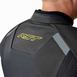 RST-Jacke S1 D3O Leder – schwarz/neongelb