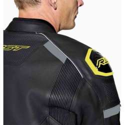 RST-Jacke S1 D3O Leder – schwarz/neongelb