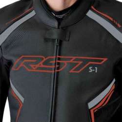 RST-Jacke S1 D3O Leder – schwarz/rot