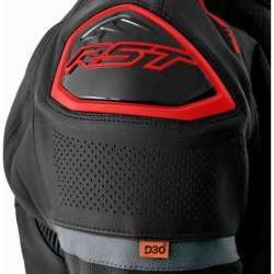 RST-Jacke S1 D3O Leder – schwarz/rot