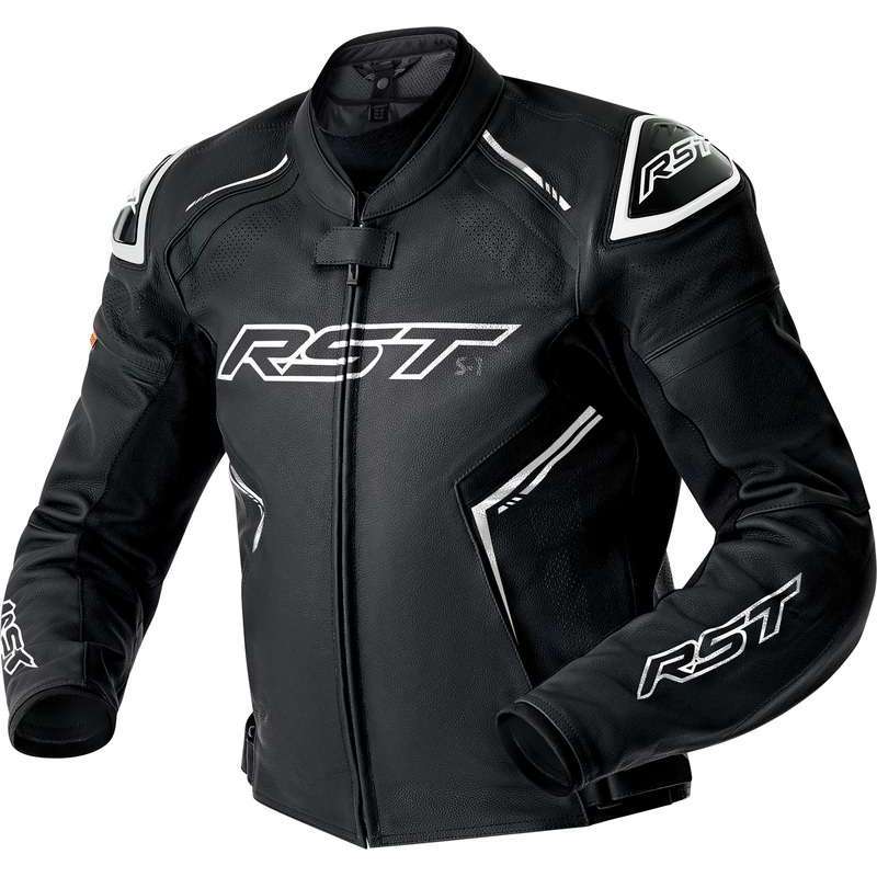 RST-Jacke S1 D3O Leder – schwarz/weiß