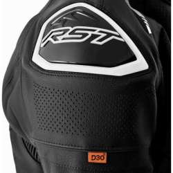 RST-Jacke S1 D3O Leder – schwarz/weiß