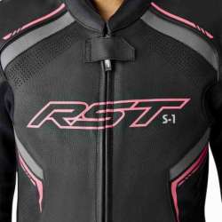 Damenjacke „RST” S1 D3O Leder – schwarz/rosa