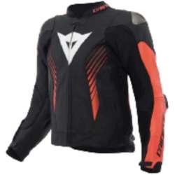 Veste Dainese Super Speed 5 cuir noir-rouge fluo-blanc