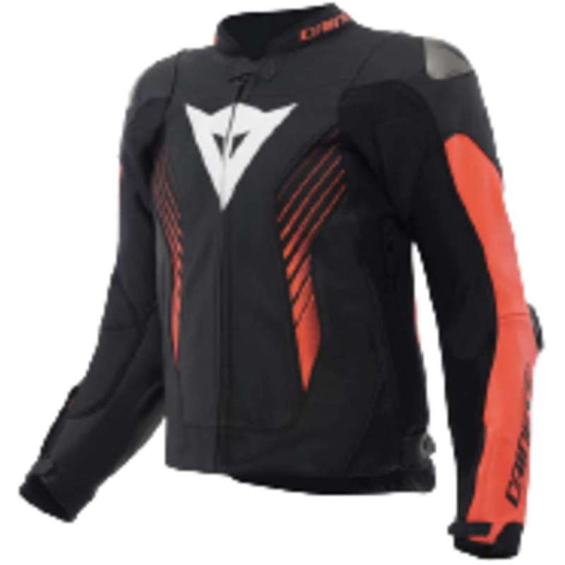 Veste Dainese Super Speed 5 cuir noir-rouge fluo-blanc