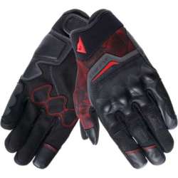 Dainese-Handschuhe Ermex aus Leder und Textil, schwarz-rot
