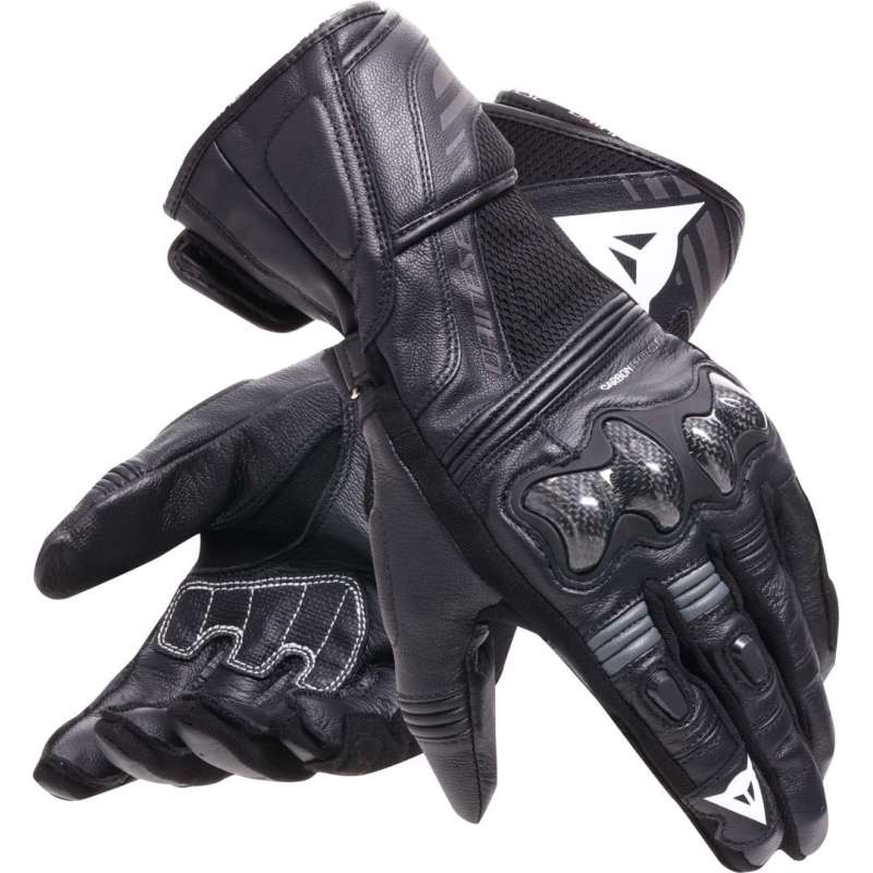 DaineseReacto Carbon Long Herren-Lederhandschuhe, schwarz-dunkelgrau