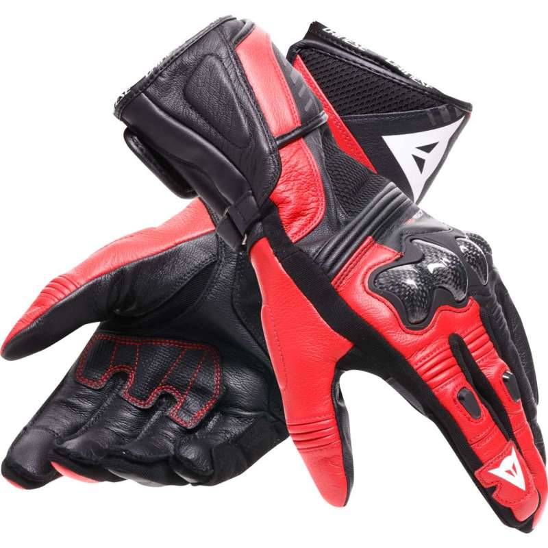 Gants Dainese Reacto Carbon Long cuir homme noir-rouge