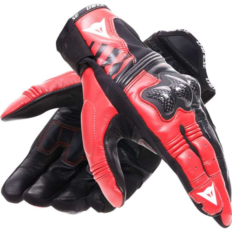Gants Dainese Reacto Carbon Court cuir homme noir-rouge
