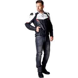 Veste iXS Ace 1.0 cuir noir blanc rouge
