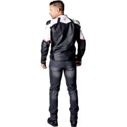 IXS Ace 1.0 Lederjacke schwarz weiß rot