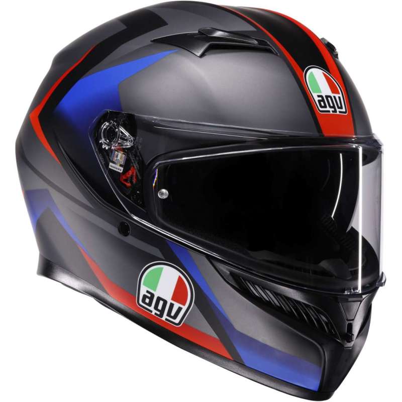 Casque intégral AGV K3 Striga noir mat bleu rouge