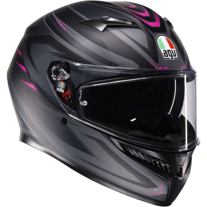 AGV K3 Syth Integralhelm, mattschwarz, grau, rosa