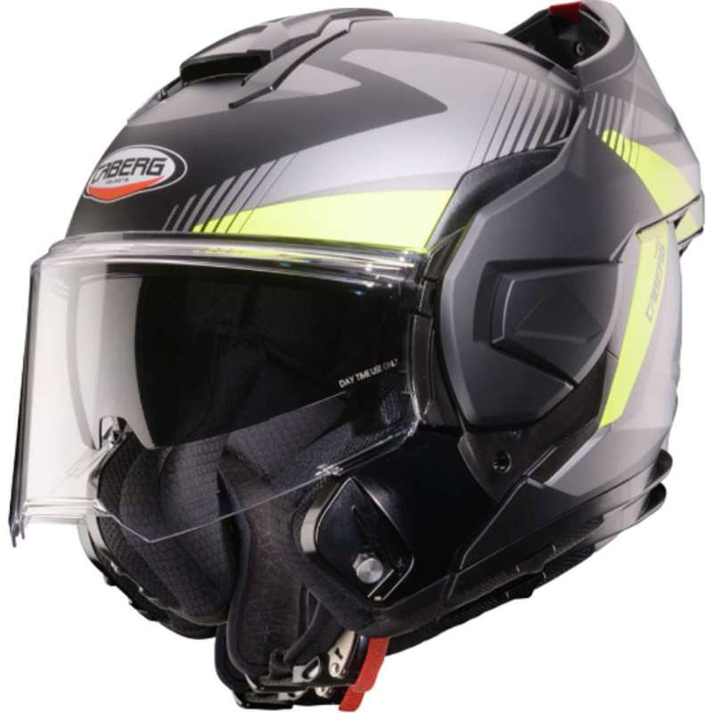 Caberg-Modulhelm „Trip Lunar“ in mattgrau mit gelben Akzenten